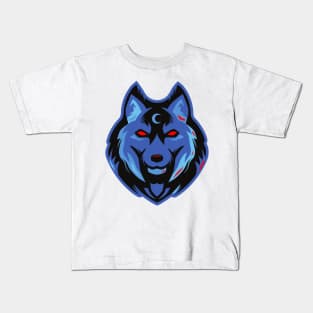 blue wolf with red eyes Kids T-Shirt